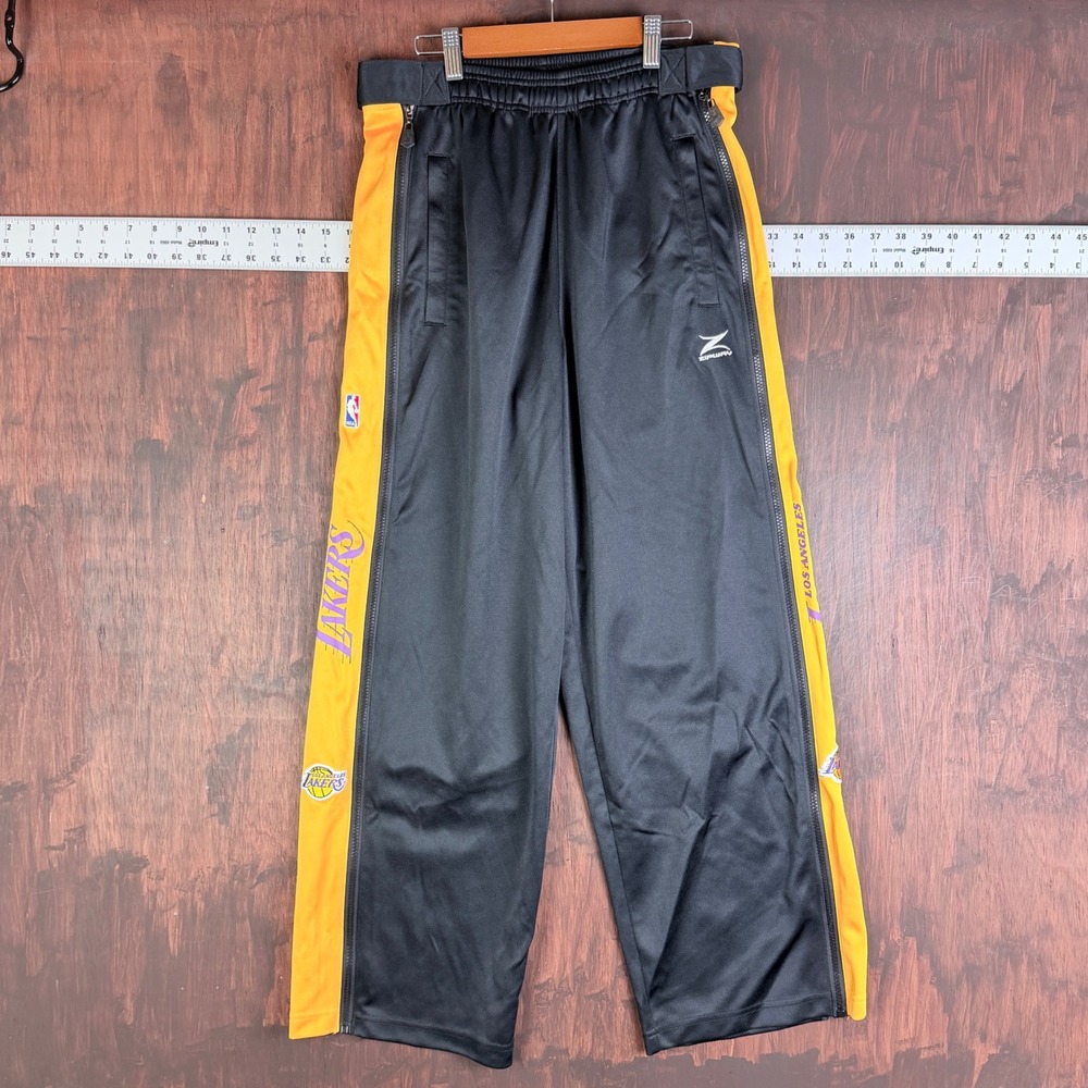 Zipway NBA Los‎ Angeles Lakers Full Side Zip Track Pants Mens Black Yellow 30x29